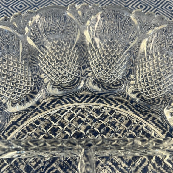 Deviled Egg & Relish Plate, 11" Crystal Platter Vintage Diamond Shape Cut Party - Picture 13 of 16